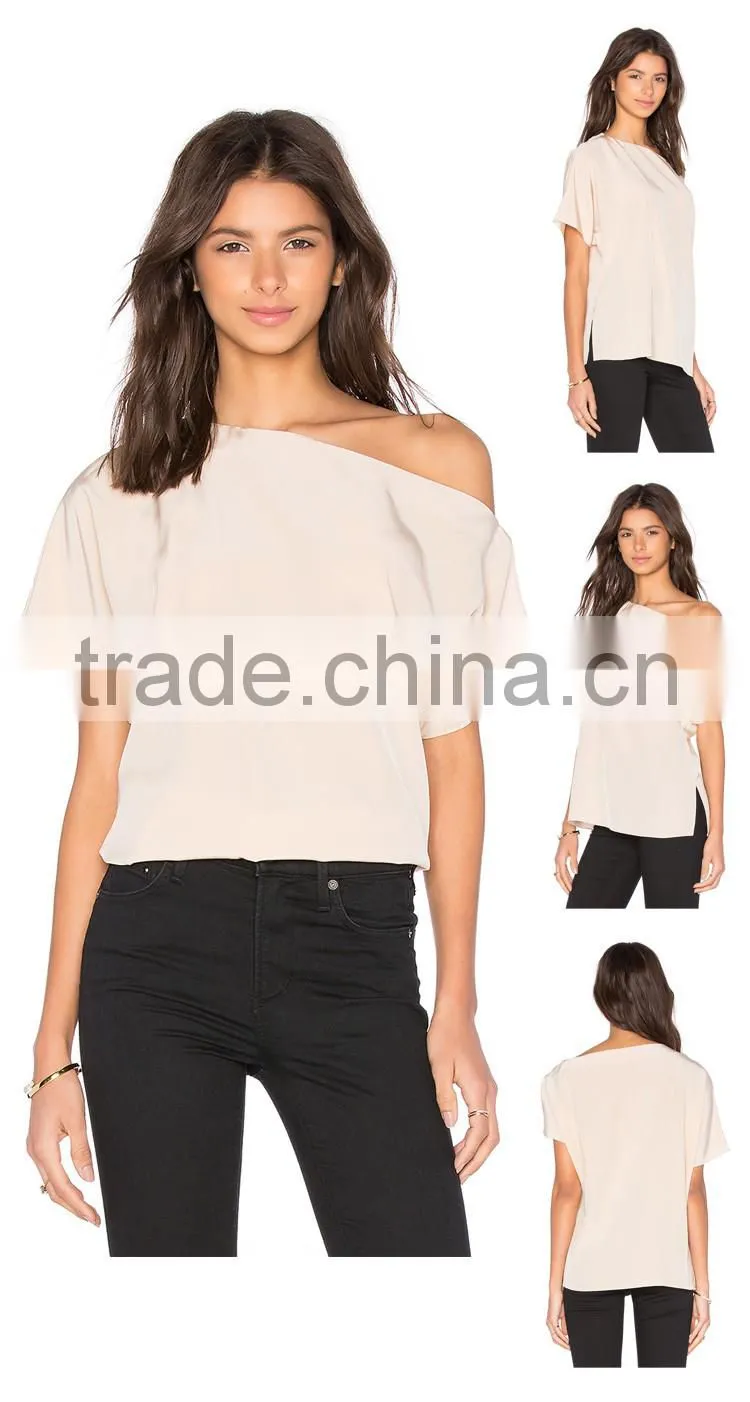Hot Sell Lady Fashion Cutting Blouse Design