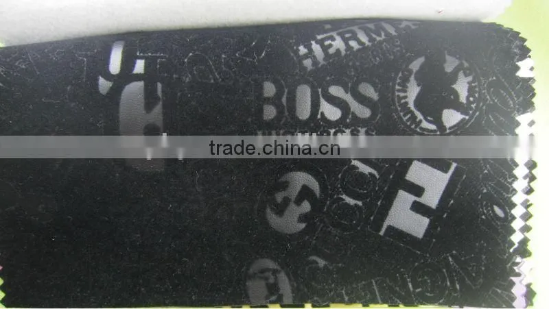 black or other pu leather with fabric /flocking PU leather