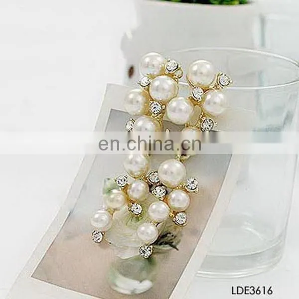 New fashion nice design exquisite crystal pearl dangle earring