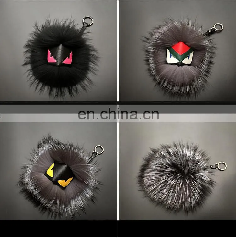 2015 High Quality Raccoon Fur Keychain for Bag Charm Monster Keychain