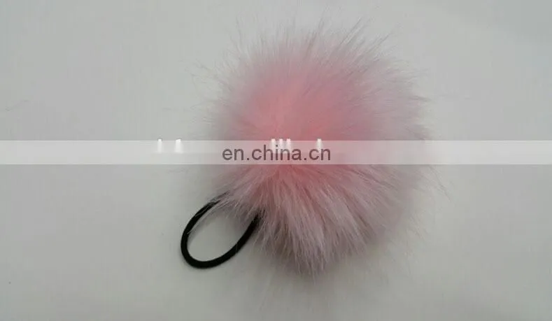 Fluffy and cute baby elastic hair band with faux fur ball