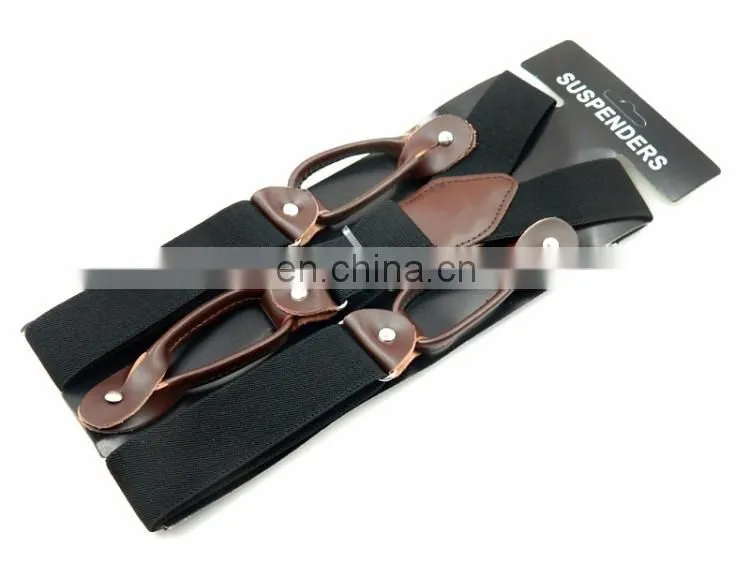 2017 Best quality leather mens suspenders button suspenders