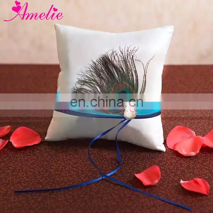 Peacock Decorated Wedding Ring Pillow and Wedding Flower Basket