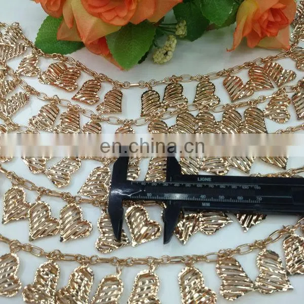 hot sell drop crystal gold color metal chain trimming sew on clothing bags or shoes garment accessories