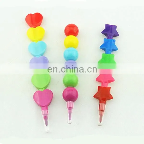 stacking crayon 5 colors star shaped stacker crayon without printing