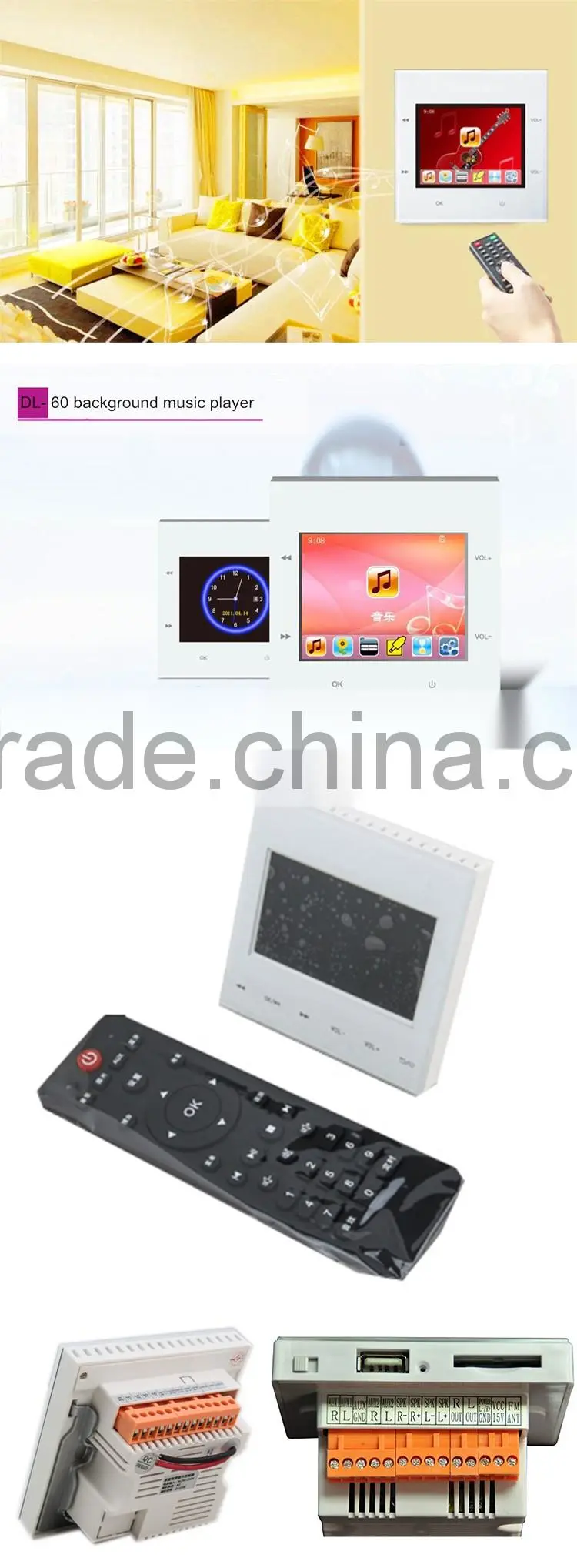 FM Radio Home Intelligent Touch Screen Background Music System With Remote Control