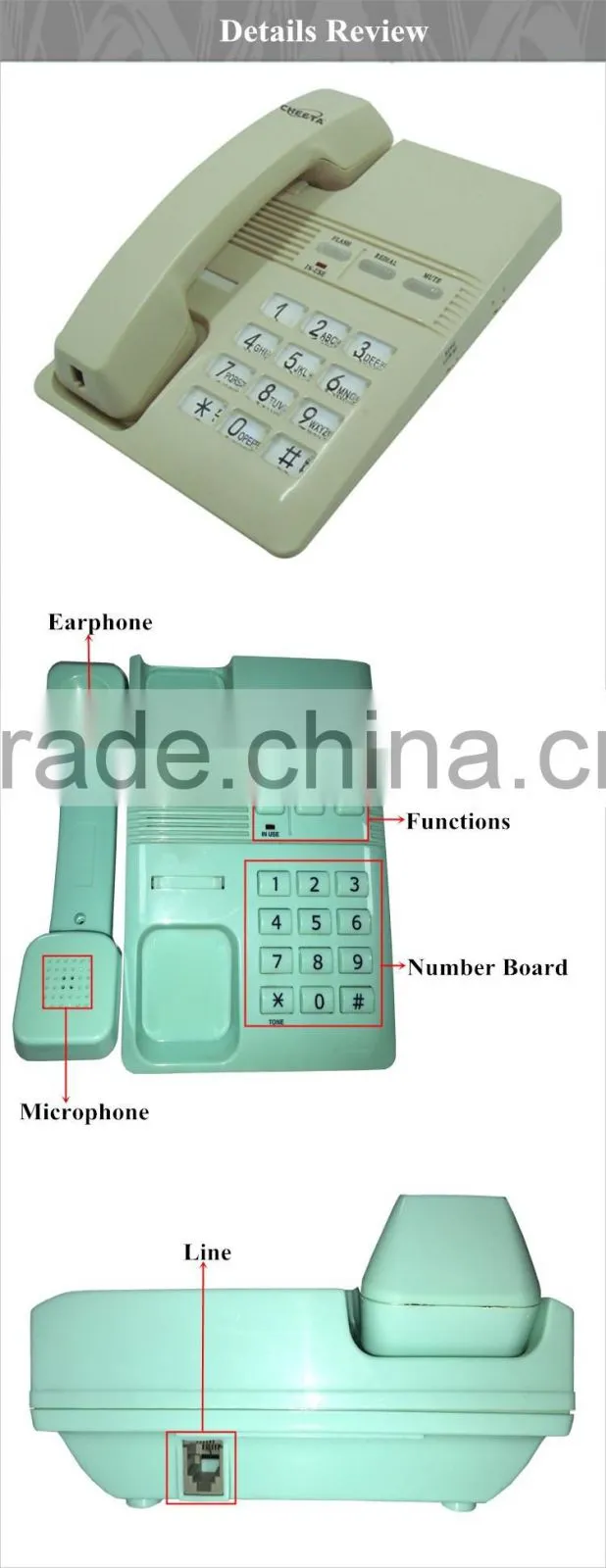 PBX Corded Telephone analog Phone FSK/DTMF wired telephone