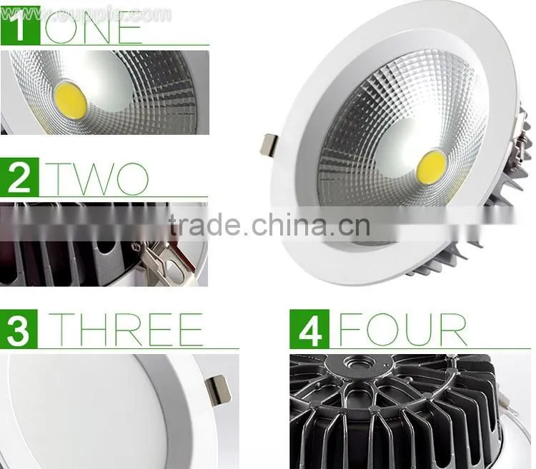 3years warranty embedded ceiling 3W,5W,7W,9W,12W,15W COB led downlight, 8inch 20w led downlight housing,30W led downlight price