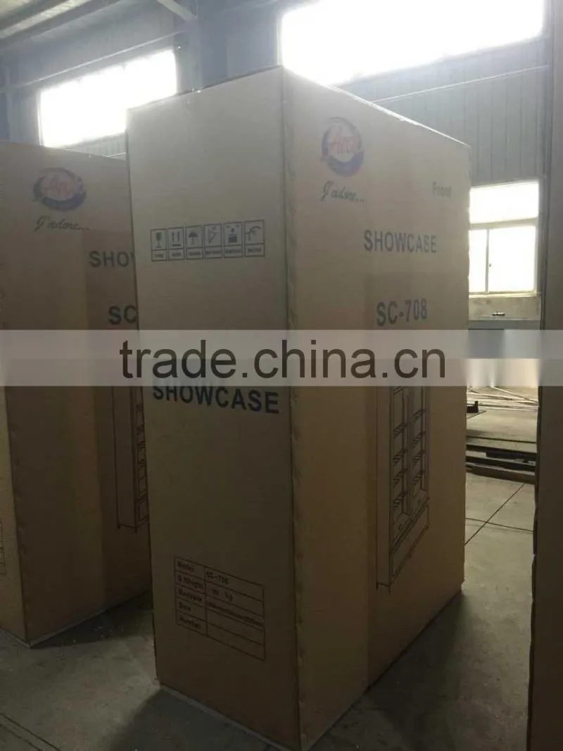Double doors glass soft drink display refrigerator showcase