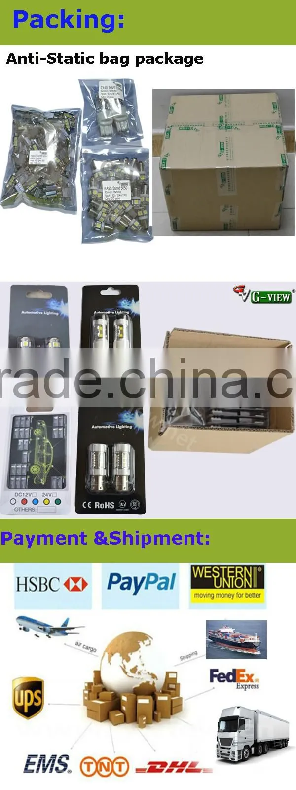 High Surperbright led car light 12v , auto led t10 8smd 1206 led car light , auto led bulb w5w