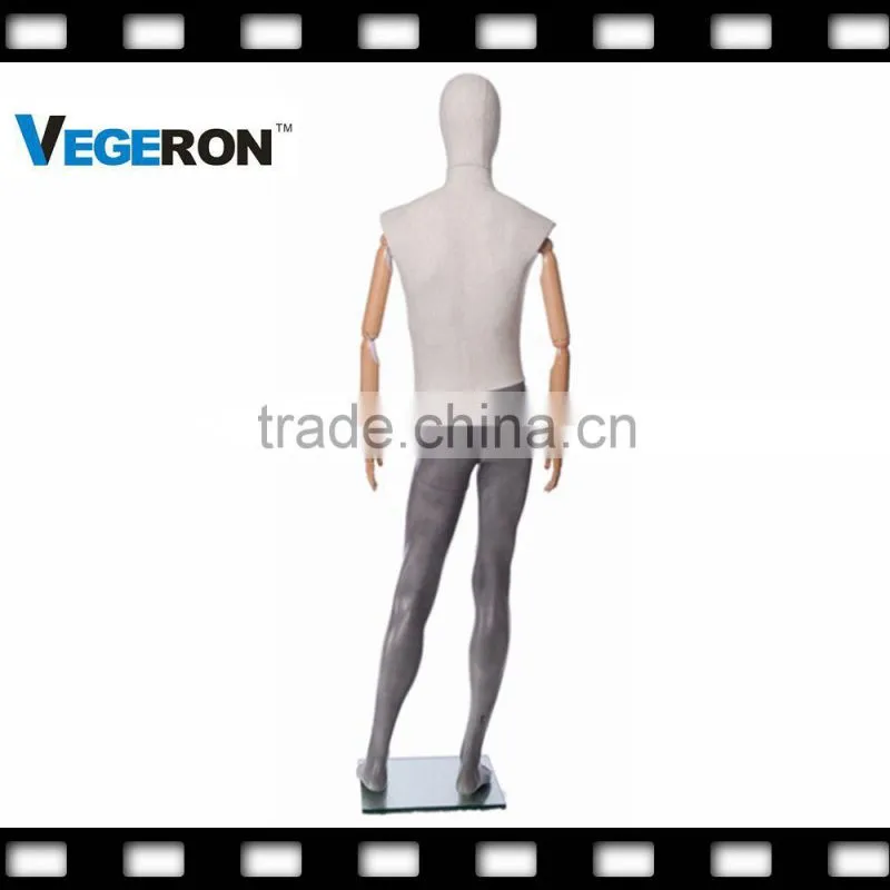 window display full body fiberglass abstract mannequin with wooden flexible arms
