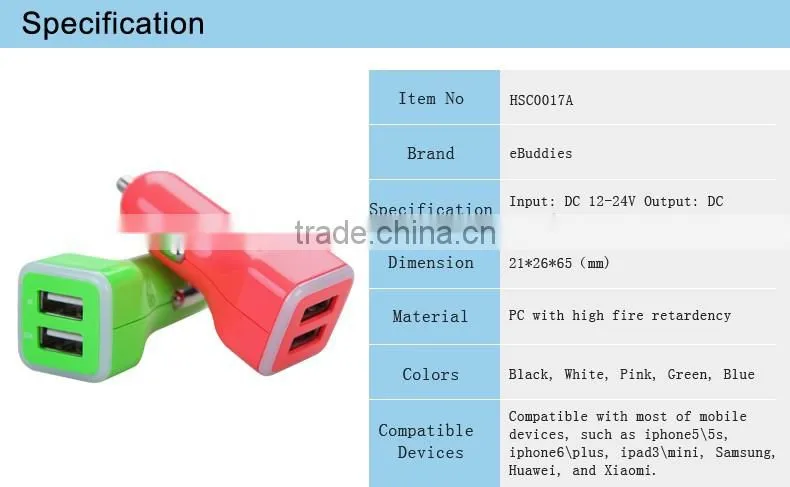 Dual USB Car Charger For iPad iPhone 5V 3.1A Mini Adapter