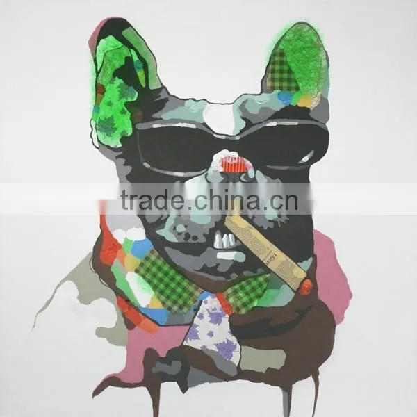smoking dog wall art decoration modern oil painting