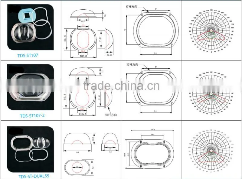 92mm 100W 120W 150W COB LED Optical glass lens