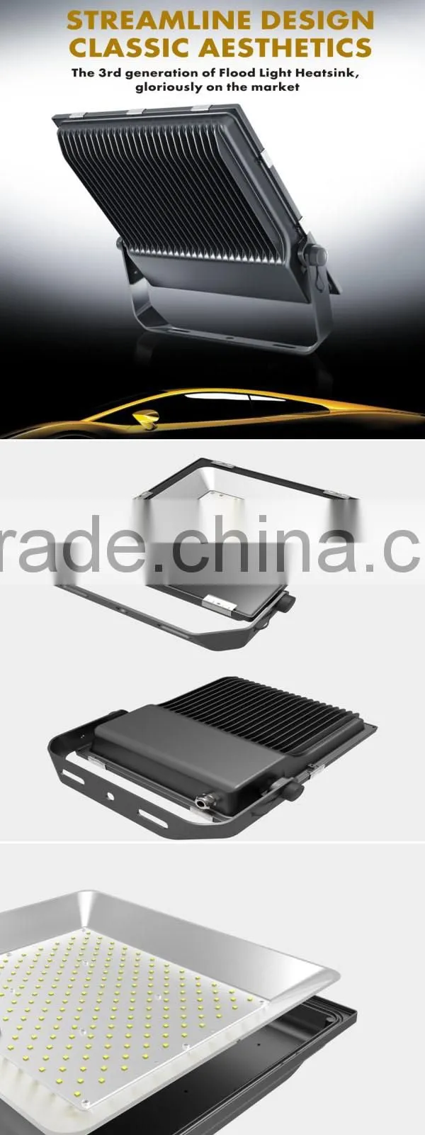 IP66 Copper Pipe heatsink warranty waterproof 200w led flood light