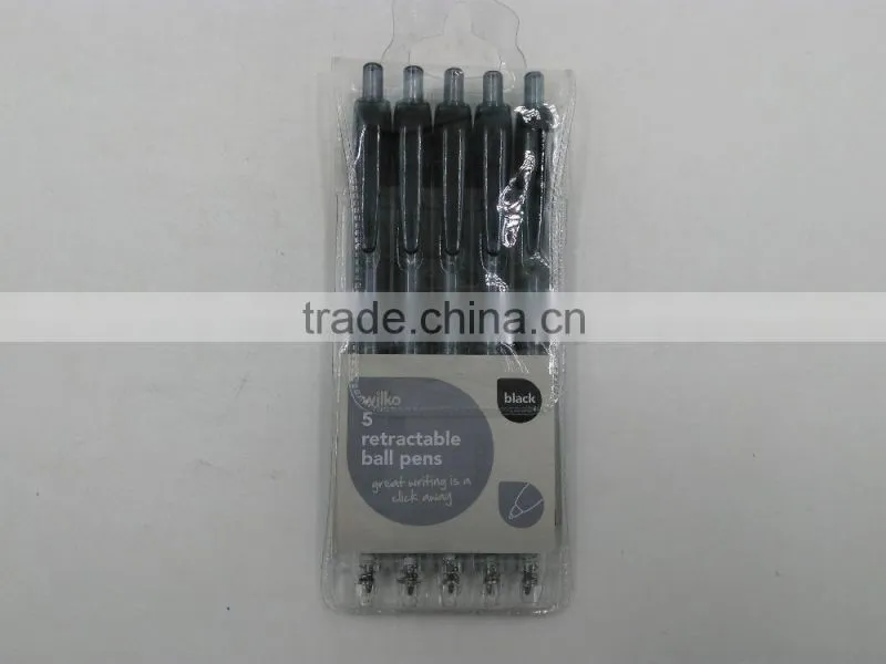 promotional black ink ballpen platic retractable pen
