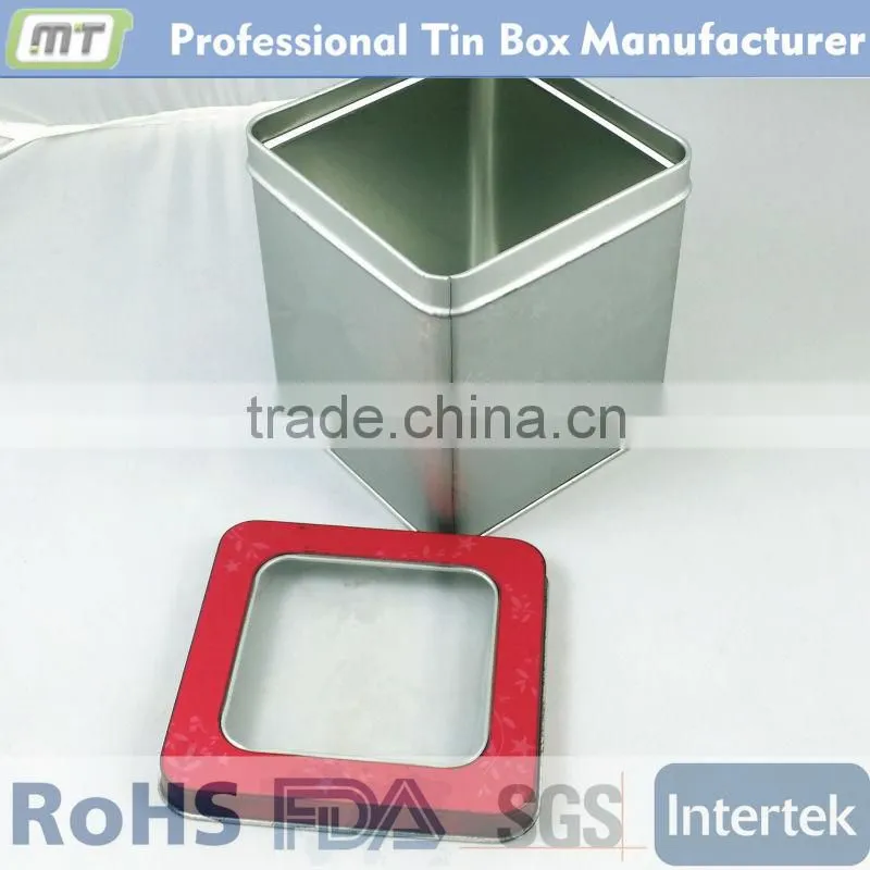 custom printed square cookie tins window