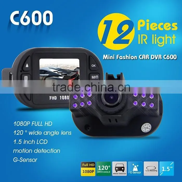 1080P Full HD High Quality Resolution 1.5 inch LCD 120 Degree Wide Angle Lens Car DVR w/ TF Memory Card Up to 32GB C600