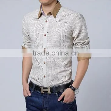 American Special Printed Red Collar Long Sleeve Shirt