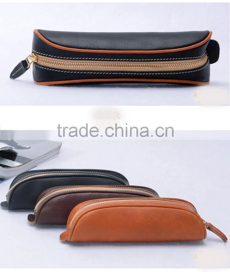 handmade real leather pencil box pen pouch case
