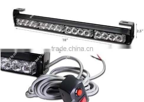 18" Traffic Advisor Hazard Emergency Warning Tow Strobe Lightbar 7 Modes 16leds Amber