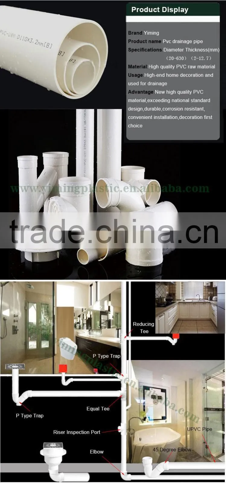 YiMing 9 inch pvc pipe/lamp holder box pvc square pipe with pipe fittings
