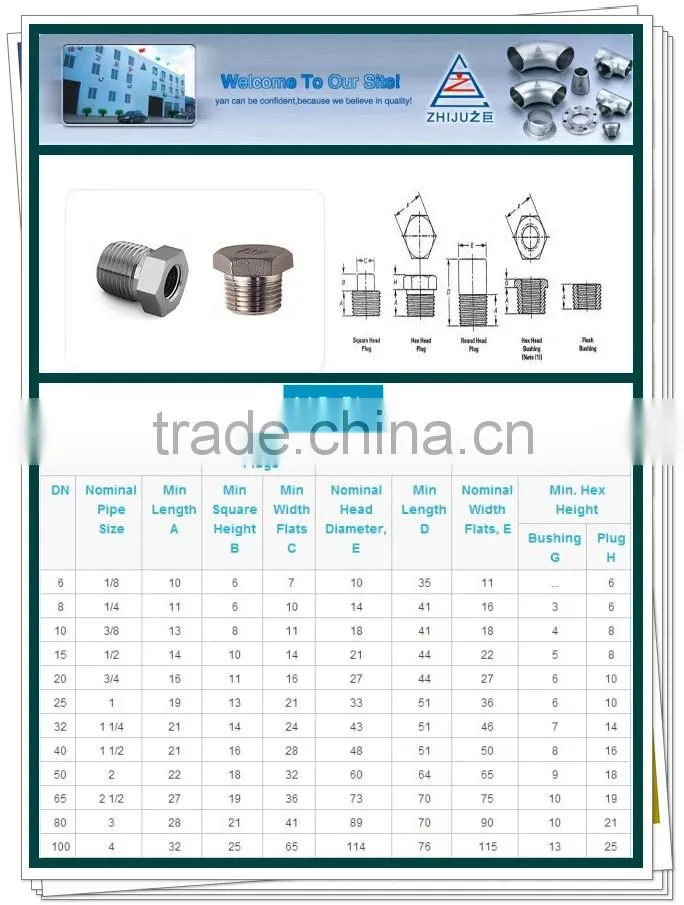 1/8 " Threaded NPT Round Head Plug Square To Round Pipe Fitting