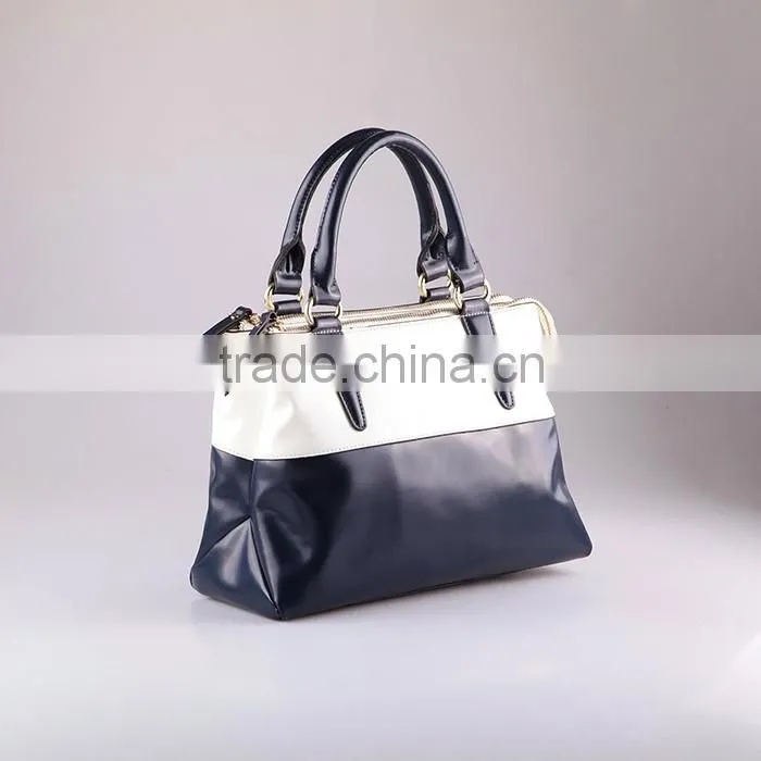 4073 best price PU women handbags tote bag with two metal zip top