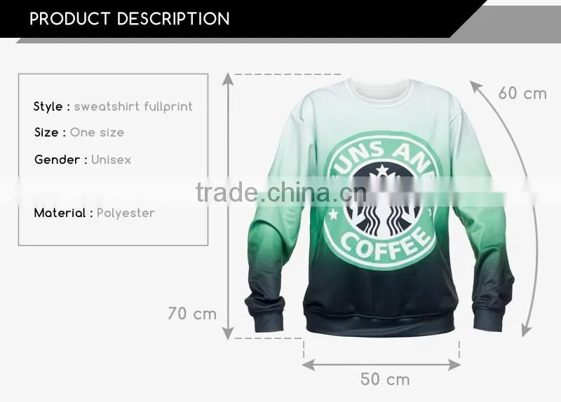 no hood gun coffee sweatshirts 3d digital print fullprint crewneck sweatshirt spring autumn unisex custom oversized pullover