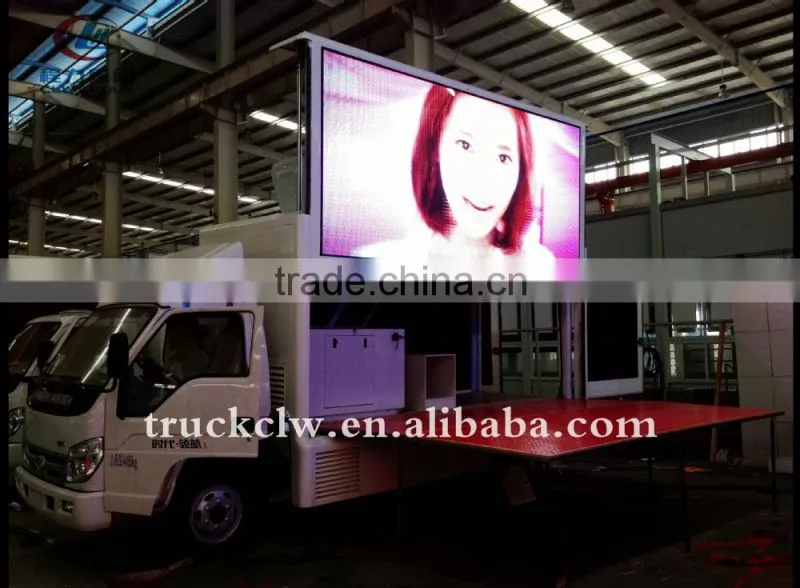 Three-side-showing LED mobile attractive advertising vehicle Foton P10 outstanding display screen advertising vehicle for sale