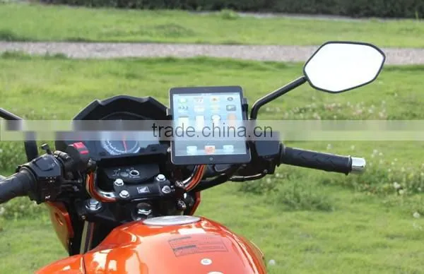 2015 Best Metal Motorcycle Bike Handlebar Mount Holder for iPad mini Samsung Phone GPS with Big Backup Scooter Stand Bracket