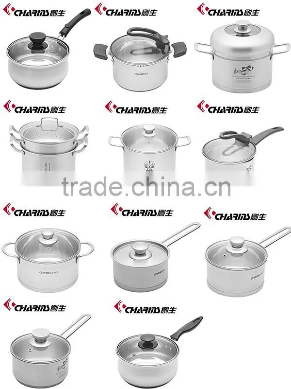Professional Kitchen Stainless Steel Set Pan Pot Cookware Cooking 5 pieces