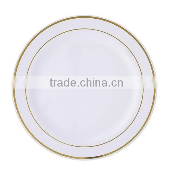 Ivory with Gold Trimmed 9'' Round Disposable Plate