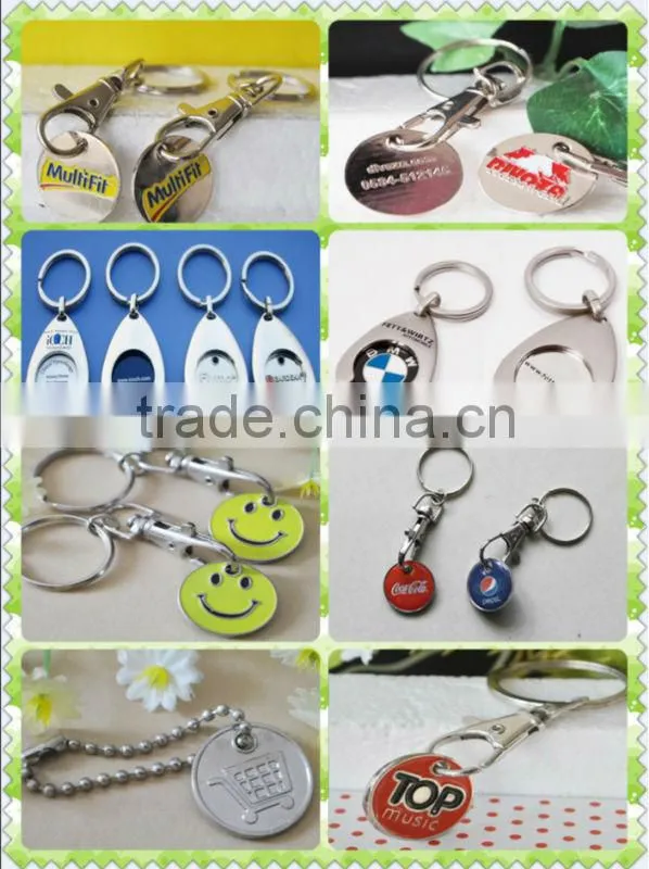 Metal Trolley taken coin keychain keyring