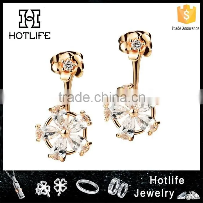 2016 fashion flower double stud earrings for ladies
