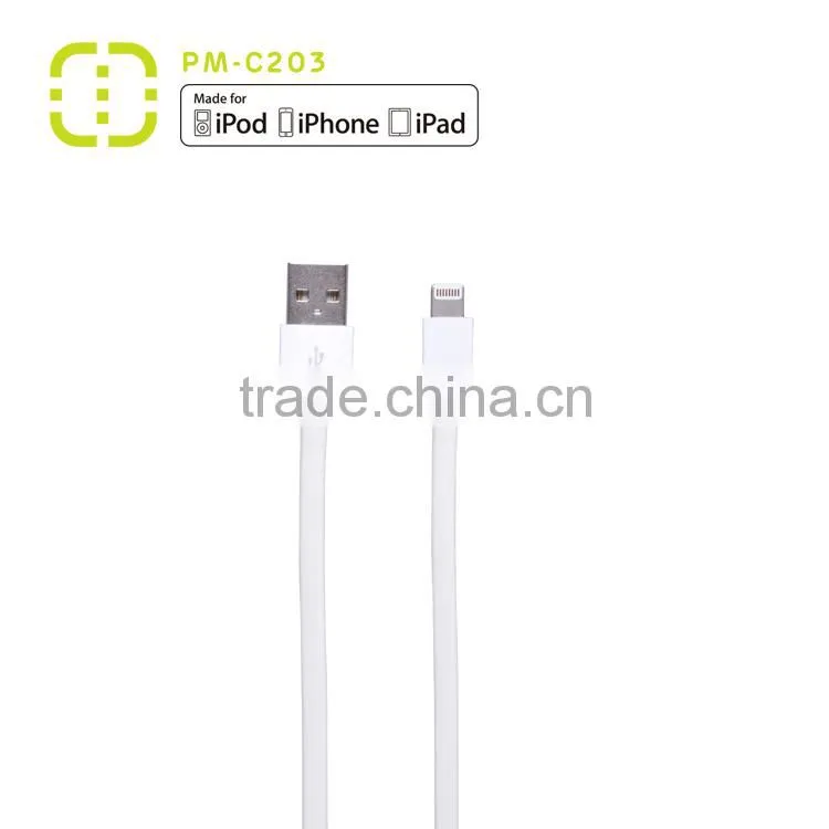 customized mfi flat charging cable with ABS housing