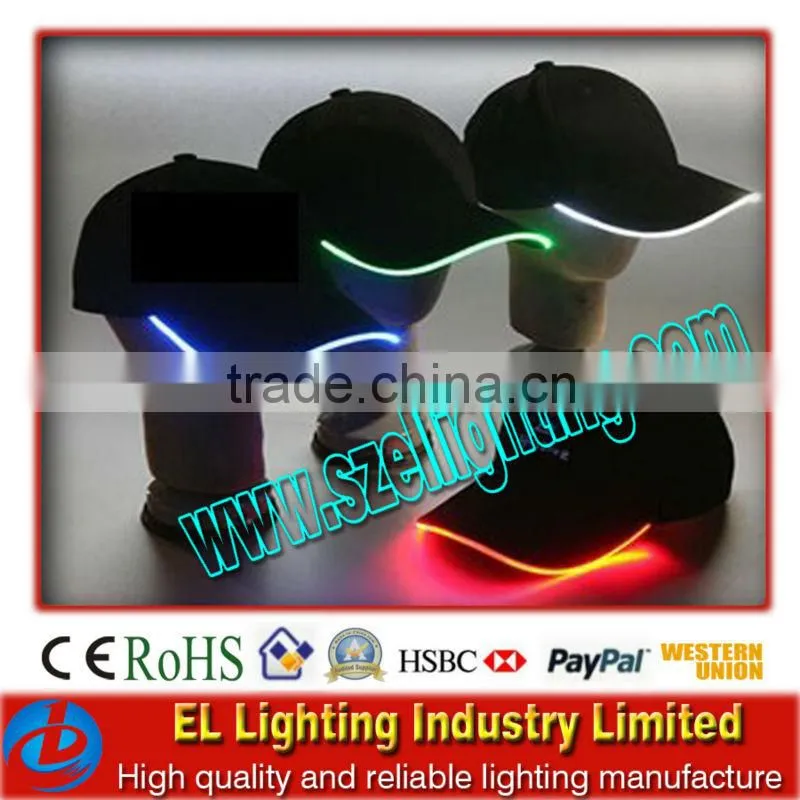 Custom el flashing caps 100% cotton caps