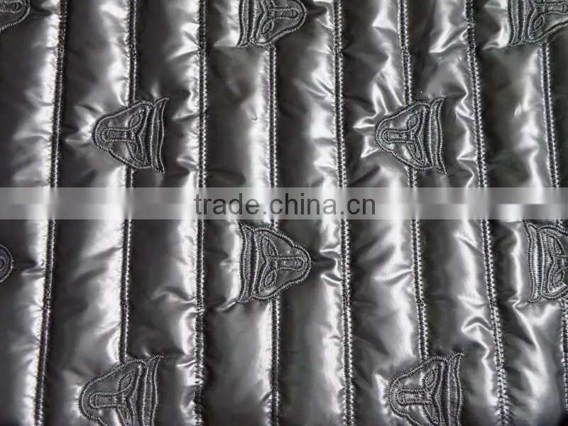 Fashion polyester stripe padded fabric with quilting for down coats/jacket