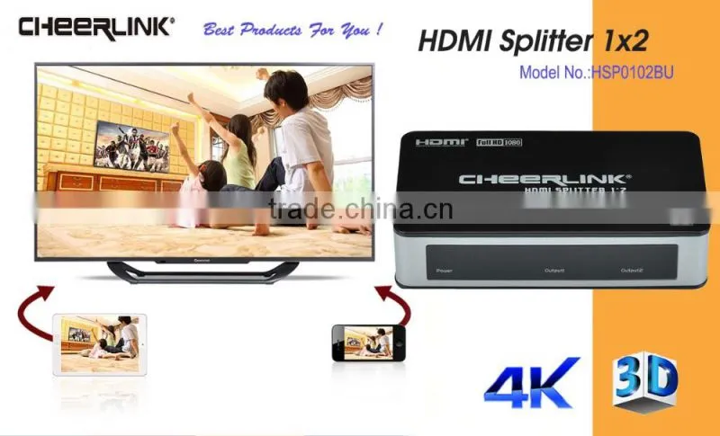 CHEERLINK new product uhd 2160P HDMI Splitter 1x2 / remote control/black
