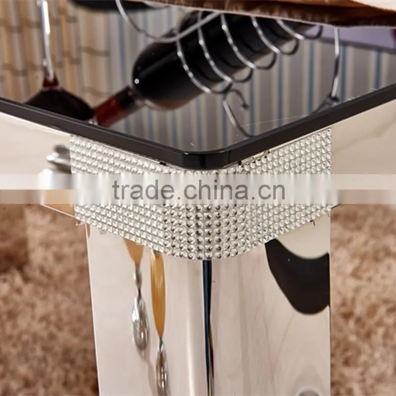 Stainless steel dinette combination of European small apartment modern minimalist rectangular tempered glass dining table
