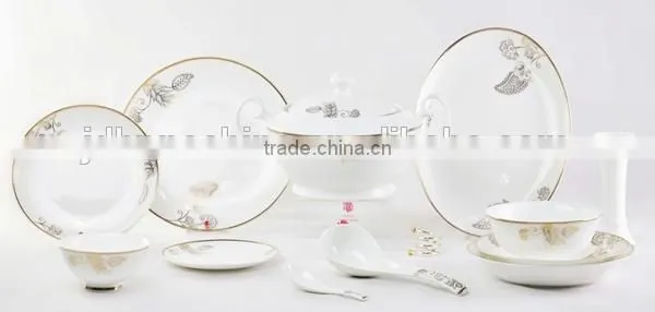 embossed gold dinner set, fine bone china dinner ware porcelain plate