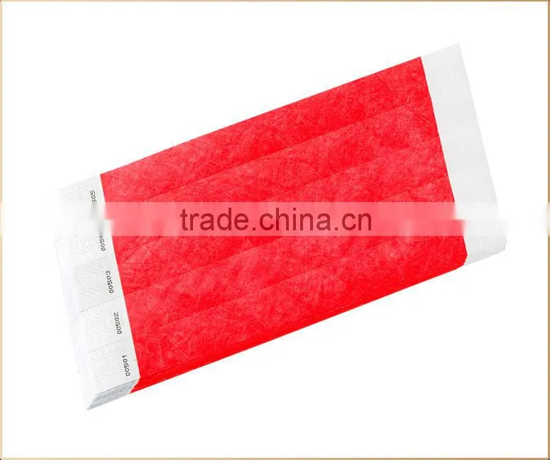Self adhesive door entry tyvek paper wristbands bracelets