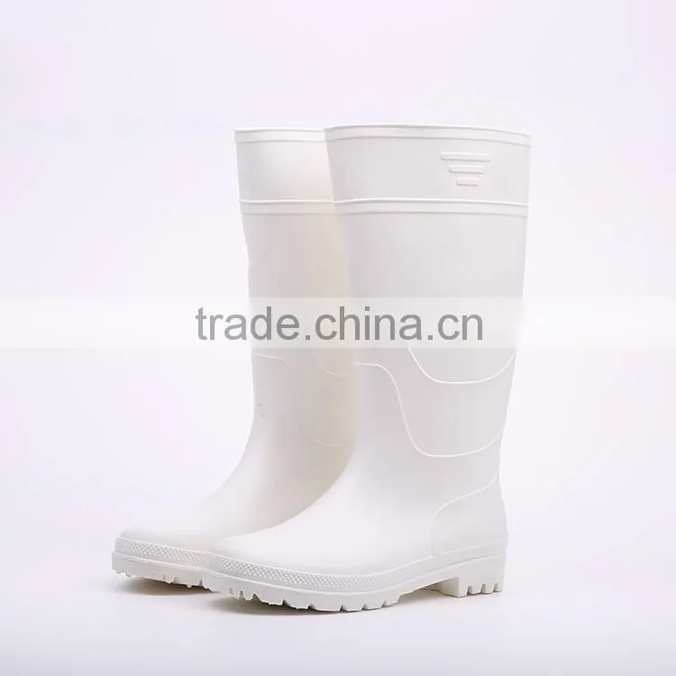 2016 Pure design waterproof white pvc rain boots, cheap plastic pvc rain boots
