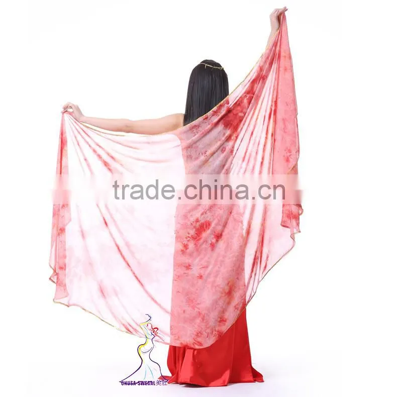 SWEGAL belly dance 100% silk veil fans SGBDD14008
