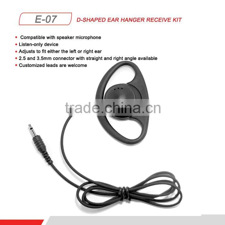 Big sale D loop listen only ear hanger receive kit earphone for Police Forces