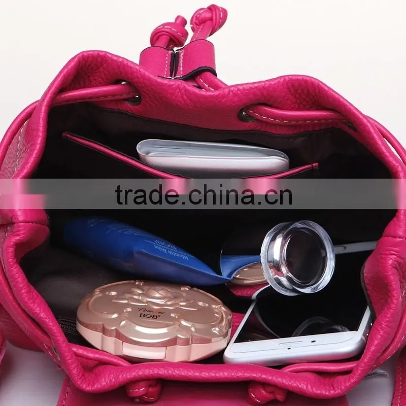 Dongguan factory sell directly simple small size real leather ladies backpack
