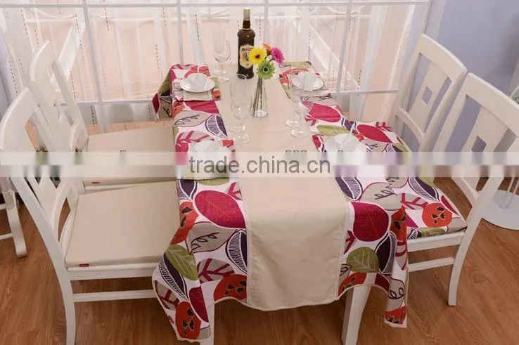 2015 new design leaf printed plain style woven table runner