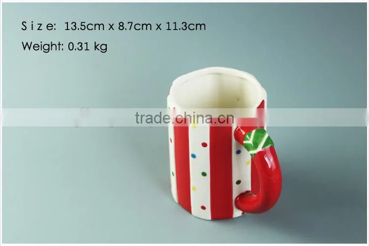 red stripe ceramic coffee mug with big handle