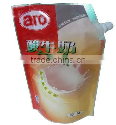 Spout packaging bags for laundry detergent