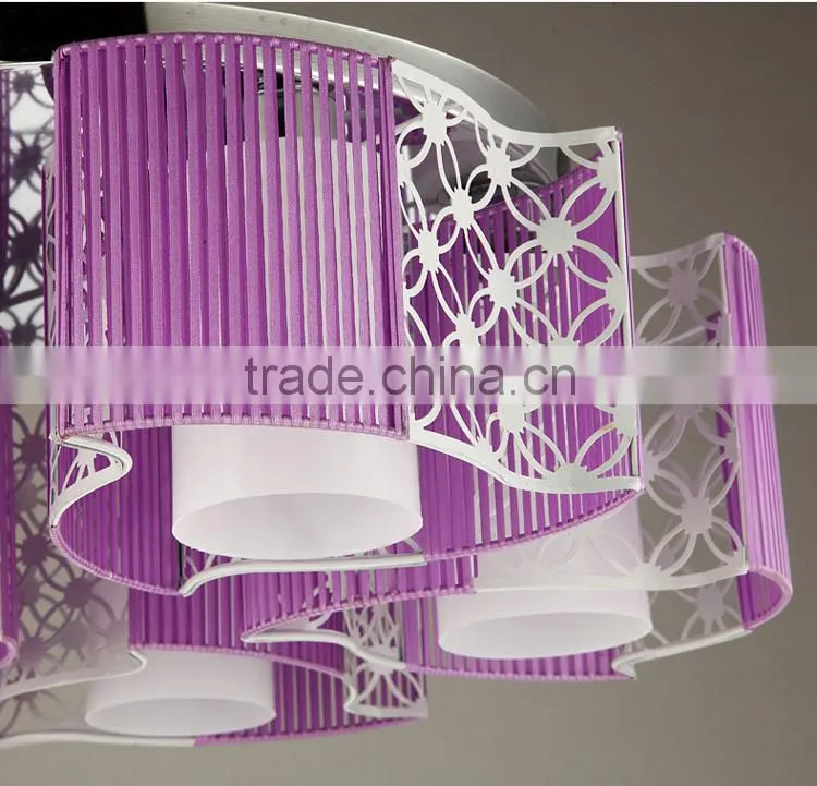 Nice Apperance Fabric Ceiling Lights E27 Base Purple Iron LED Ceiling Lights